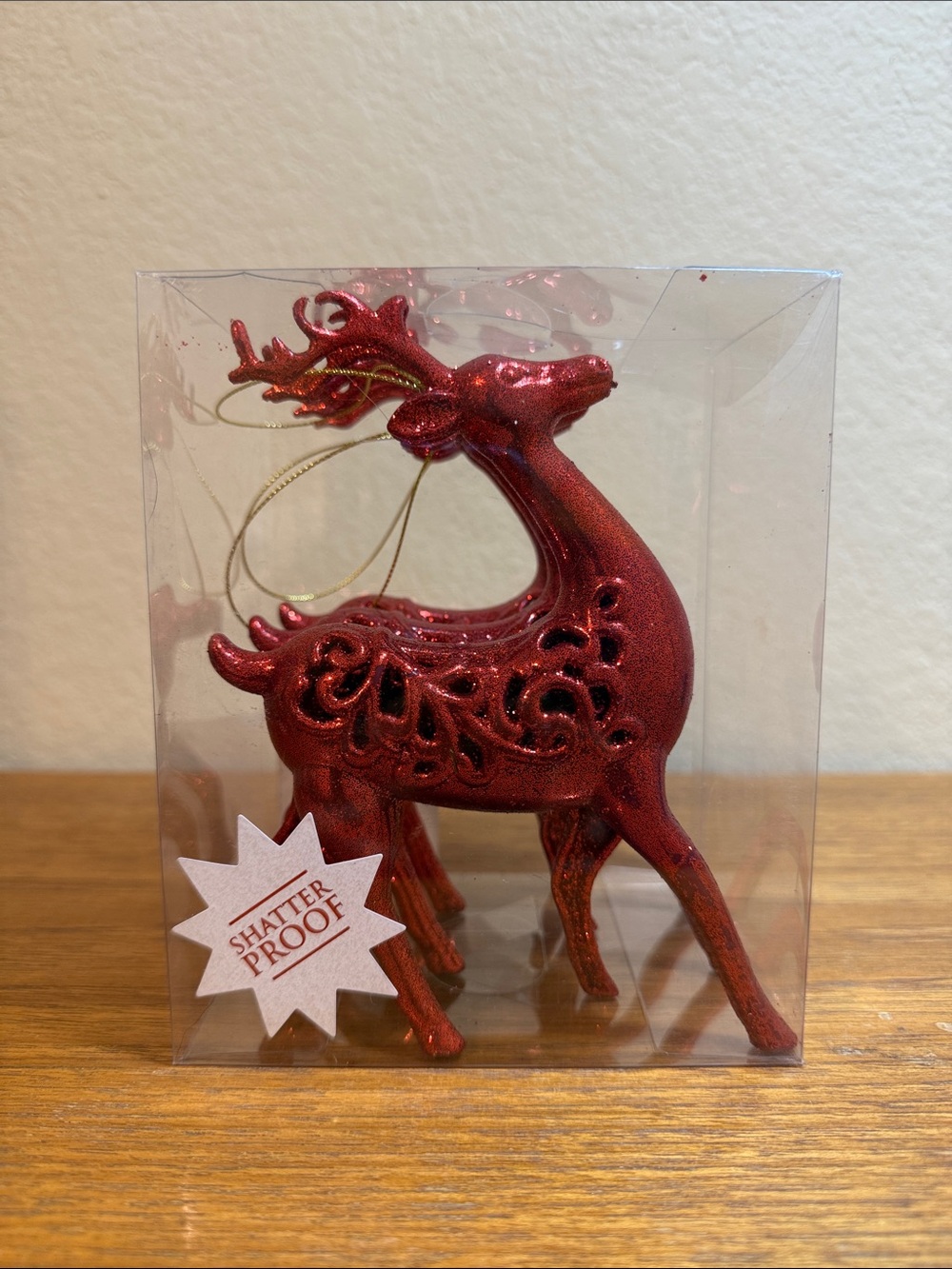 Hobby Lobby 3 Piece Red Glitter Reindeer Christmas Ornament